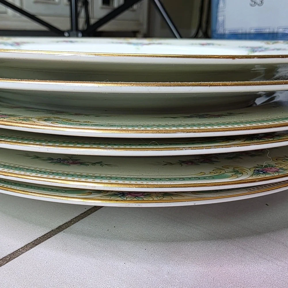 Noritake China Plaza Dinner Plates Set‎ of 5 Vintage Floral Gold Trim Japan 10
